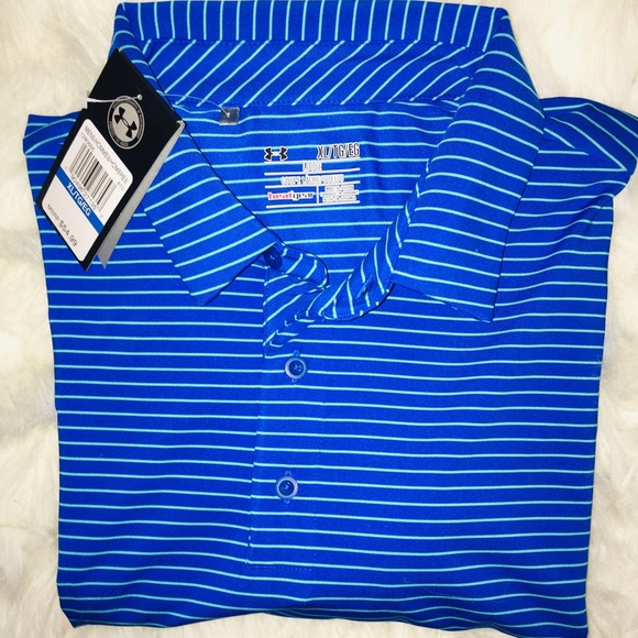Under Armour CoralBlu/Mint Stripe SS Men’s Polo XL - Picture 8 of 8